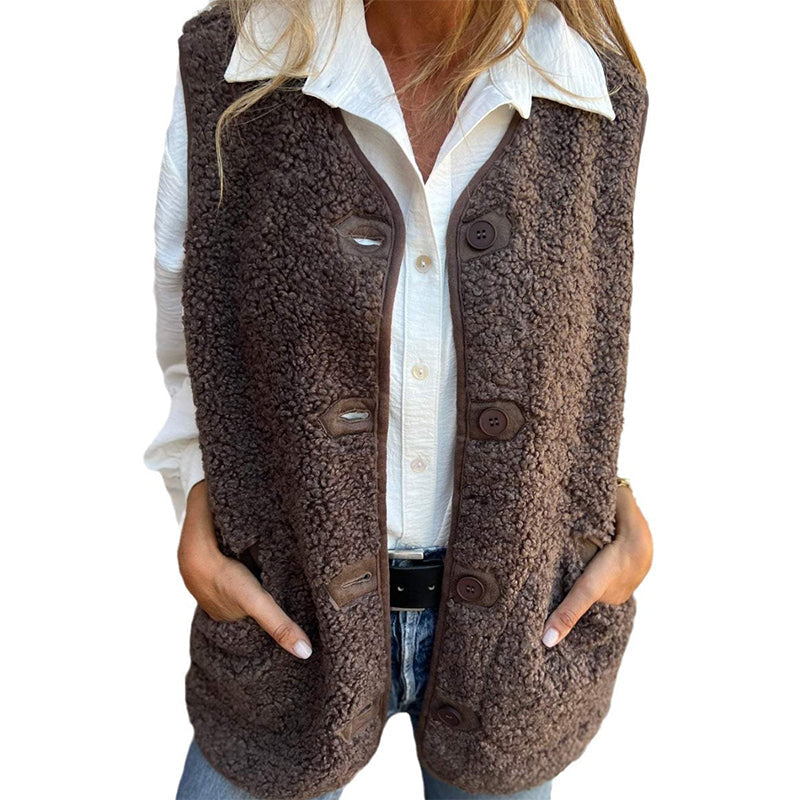 Dames Herfst Knoopvest Met Warme Wol™